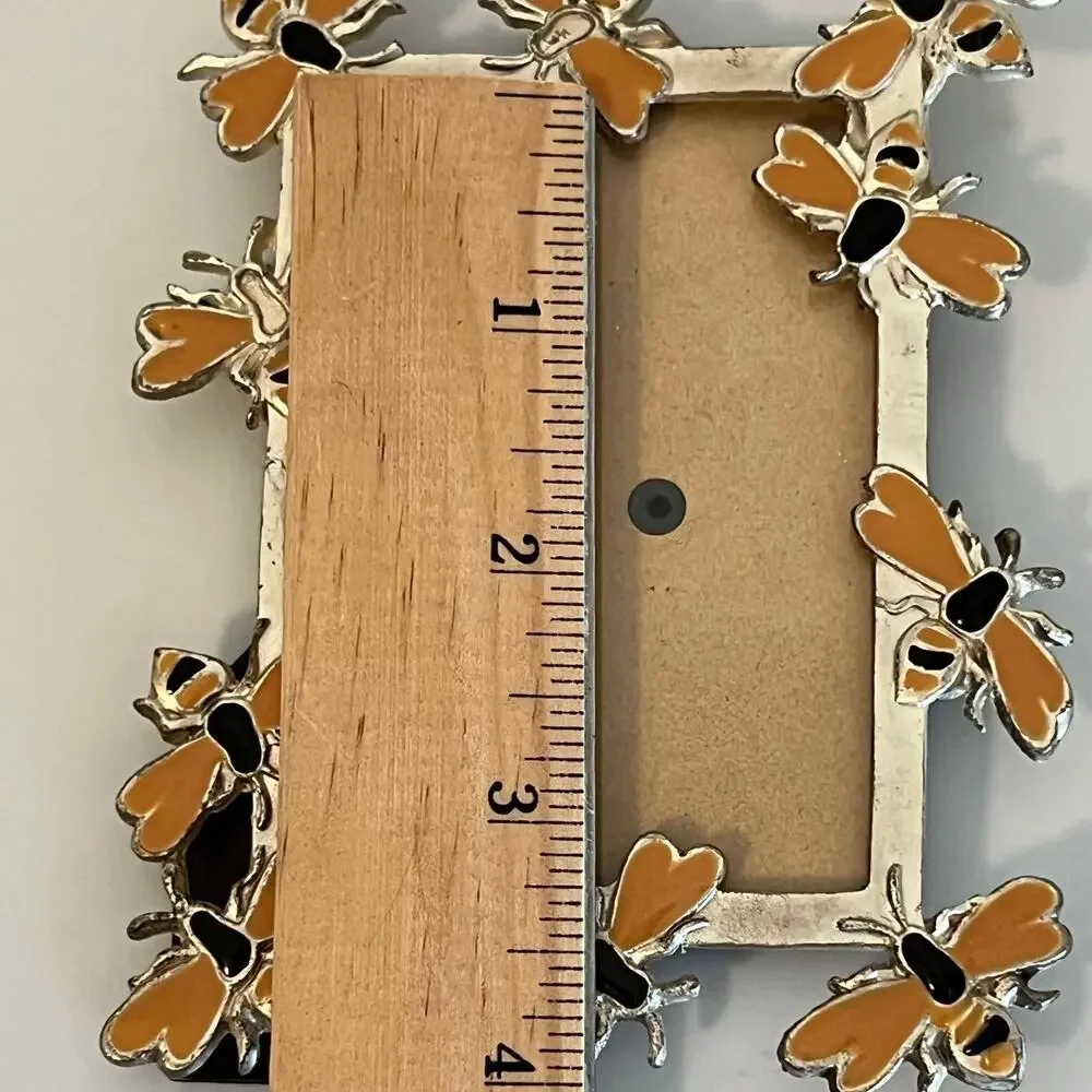 Bee Photo Frame Enamel Metal Mini Picture Frame Orange Black Small
